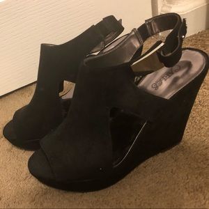 Black Suede Wedges